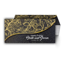 Black with Yellow Floral Pattern Wedding Card