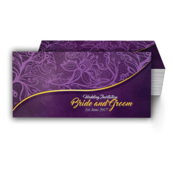 Purple with Faded Floral Pattern Wedding Card