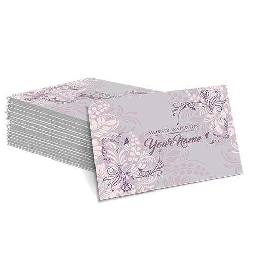 Grey with Lilac Floral Design Mehndi Card