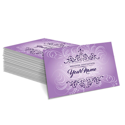 Purple with Faded White Floral Design Mehndi Card