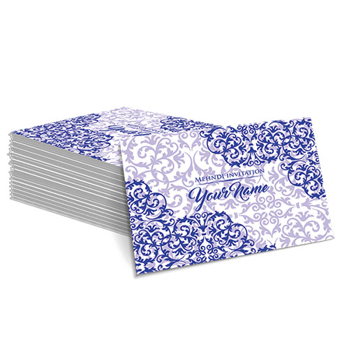 Blue with Detailed Navy Design Mehndi Card