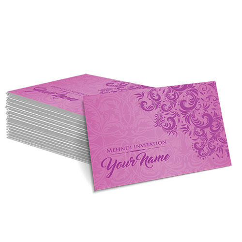 Pink with Faded White Floral Design Mehndi Card