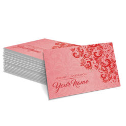 Red with Faded White Floral Design Mehndi Card